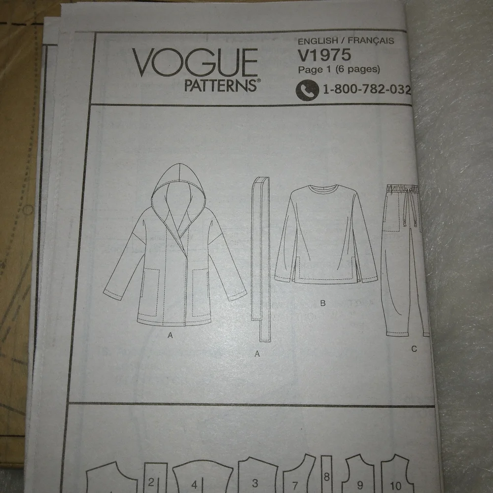 VOGUE V1975 Sz XS-XXL Misses' Knit Jacket with Belt, Top and Pants EASY